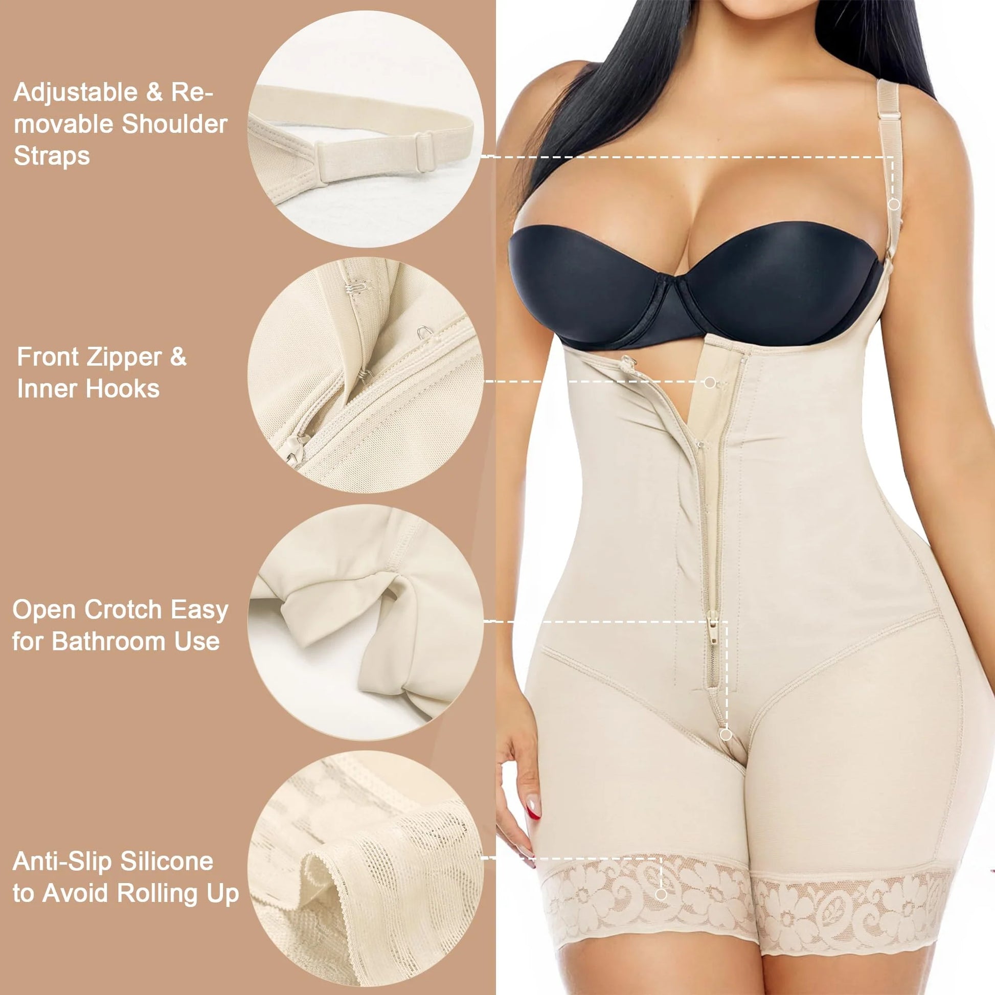 Fajas Colombianas Shapewear for Women Postpartum Tummy Control Body Shaper Butt Lifter Bodysuit
