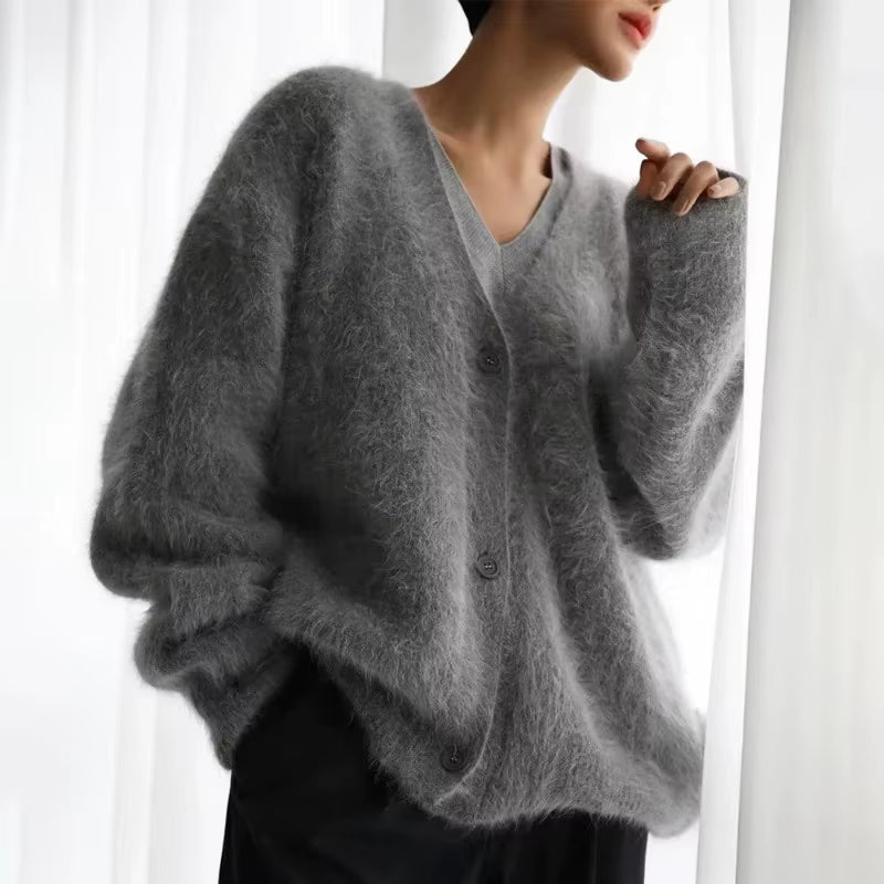 Trendix Solid Knit Cardigan Women Long Sleeve Casual V Neck Oversized Sweater Women'S Autumn High Street Fashion Knitted Coats